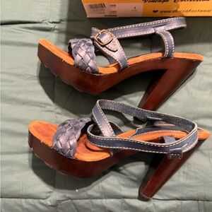 Sbicca Blue and Brown Woven Heels